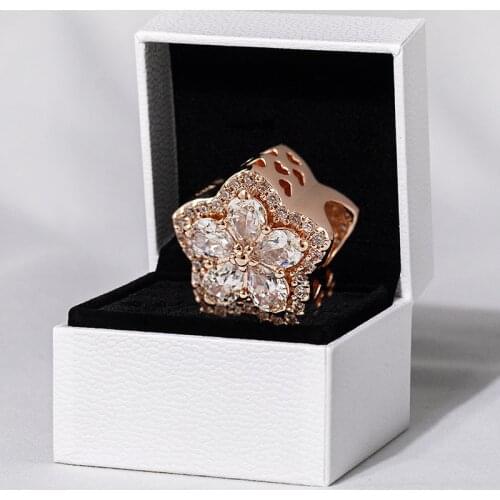 Sparkling Snowflake Pave Charms 925 Sterling Silver Beads With Rose Fit Bracelets Christmas Gift DIY For Women Jewelry