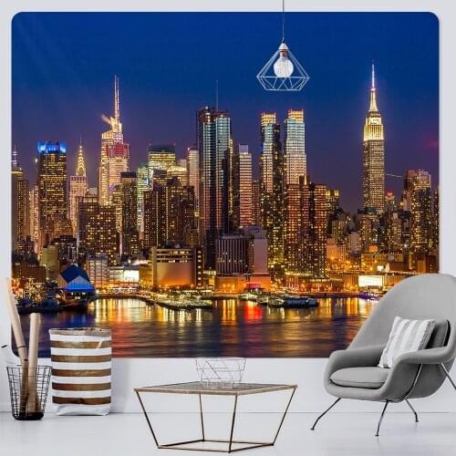 New York City Night Background Cloth Home Art Tapestry Bohemian Decorative Tapestry Hippie Sheets Sofa Blanket