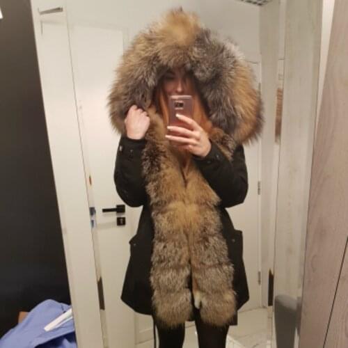 OFTBUY 2020 Real Fur Coat Natural Fox Fur Collar Hood Winter Jacket Women Waterproof Long Parka Outerwear Streetwear Detachable