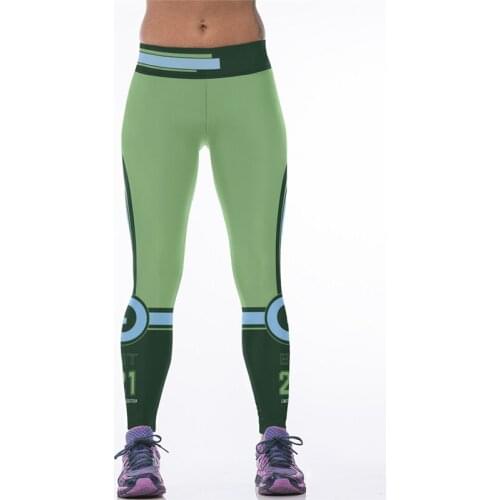 Women Sport Leggings Quick Dry Footballs Running Green Print High Waist Pencil Capris Sexy Hips Trouser Fitness Jogging Jeggings