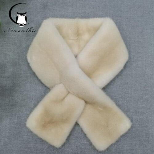 Womens Winter 100% Real Mink Fur Scarf Double-sided Scarves Mens Wraps Neckwarmer Real Fur Rings Length 90cm width 10cm