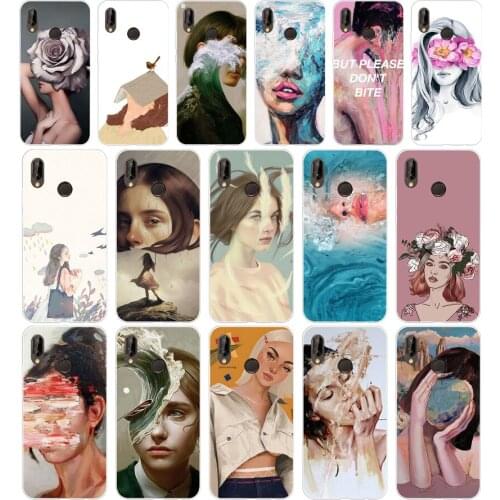 85AA Art Girl Silicone TPU Protective Cover Phone Case On For Huawei P20 30 Pro Lite Case Soft