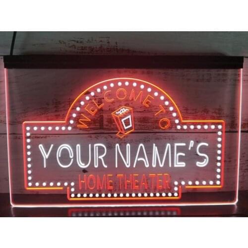 0S026 Name Personalized Custom Home Theater Bar Beer Dual Color LED Neon Sign