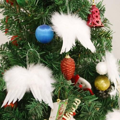 10Pcs White Vintage Feather Wing Lovely Chic Angel Christmas Tree Decoration Hanging Ornament Home/Party/Wedding Ornaments