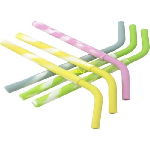 100pcs/lot 220*11.5mm Drinking straws Portable outdoor drinking straws Bend & straight Dual Part silicone drinking straw