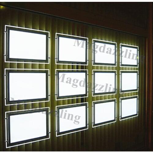 12PCS High Bright A3 Landscape One Side Real Estate Agent Magnetic Acrylic Frame LED Illuminated Window Display System Light Box