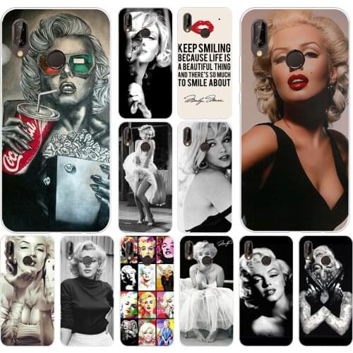 158H Marilyn Monroe With a Cat and friend Soft Silicone Tpu Cover Case for huawei p 20 lite pro y6 2017 mate 10 lite