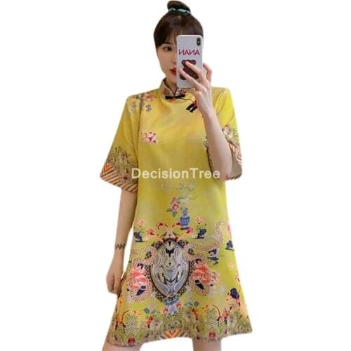 2021 chinese dress traditional qipao dress cheongsam women qipao dress vintage floral print chiffon dress oriental dress qipao