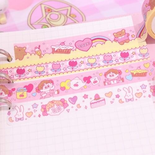 4pcs/set Lovely Flower Decorative Stickers Scrapbooking Japanese Washi Tape Set Masking Tape Girl Stationery