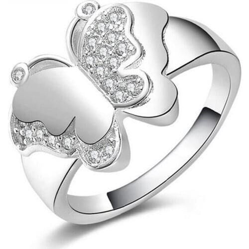 Free shipping big new Korean butterfly pattern mosaic ring Korean 925 holiday birthday party # 86