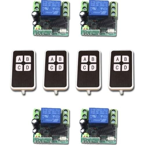 New Type Mini RF Wireless Remote Control Switch System DC 12V 1CH 4Transmitter& 4Receiver Relay Receiver