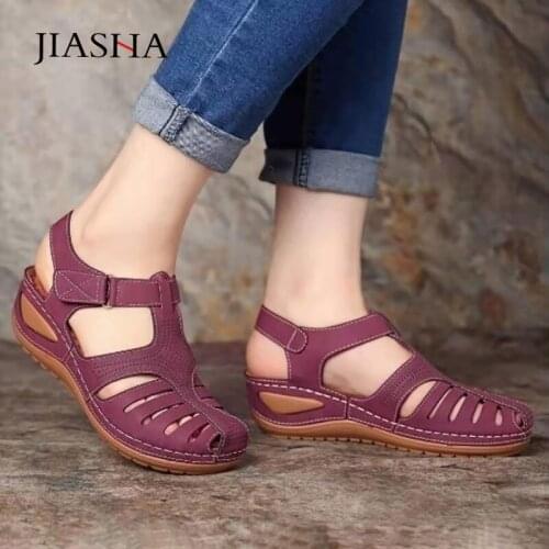 Women sandals 2021 fashion retro sewing hollow out flat shoes woman platform comfort casual summer shoes female sandals women
