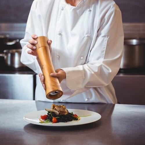 Wooden Salt and Pepper Grinder, Adjustable Manual Salt Grinder, Acacia Wood, 8 Inch, Suitable for Picnic, Parties, Restaurant