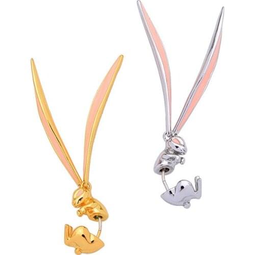 Enamel rabbit earring for teenage girls cute pink bunny stud earring for egirls y2k jewelry unique unusual jewelry