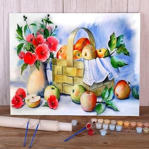 Fruit Still Life Coloring By Numbers Painting Package Oil Paints 40*50 Painting On Canvas Loft Wall Picture Children Drawing