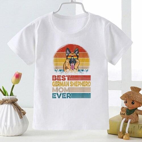 German Shepherd Print 90s Vintage Harajuku Childrens T-shirt Street Casual Wear Summer Loose T shirt Enfant Garcon Dropship