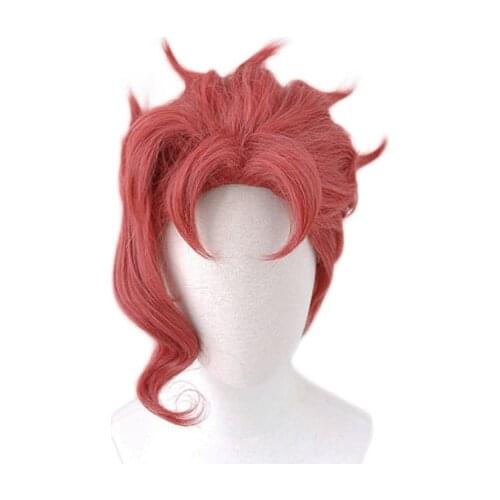 Kakyoin Noriaki from Jojo 14" Red Curly Short Syntheitc Hair Peluca Anime Costume Cosplay Wig JoJos Bizarre Adventure + Wig Cap
