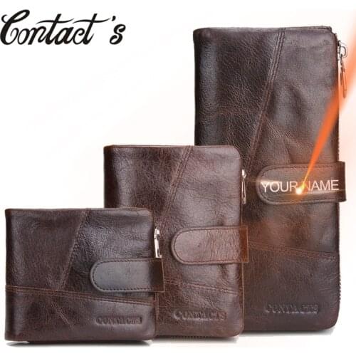 Contacts New Casual Men Clutch Wallet Genuine Leather Male Purse And Handbags Luxury Brand Black Zipper Coin Pocket Card Holder