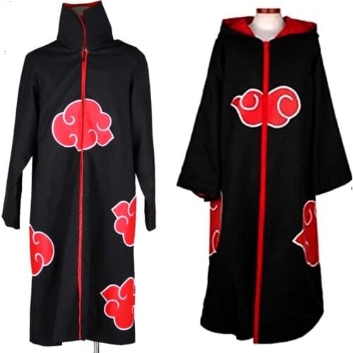 Akatsuki Cosplay Costumes Anime Coat Mantle Deidara Red Cloud Robe Halloween Clothing Black Cloak Adults Child Holiday Gift