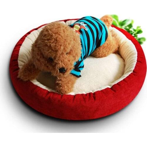 Burgundy Pet Dog Bed Mat Round Pet Lounger Cushion Warm Corduroy Sofas Dog Bed House Soft Dog Blanket Winter Round Puppy Mat