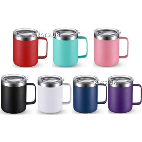 12oz Mugs Tumbler Stainless Steel Coffee Mug Cup with Handle Double Wall Vacuum Insulated Tumbler with Lids Travel Cups