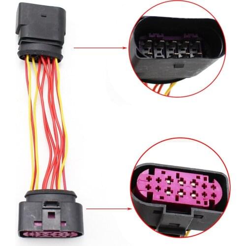 Car Xenon Headlight 10 to 14 Pin Wiring Harness Connector Plug Adapter Converter 1J0973737 1J0973835 fit for VW AUDI