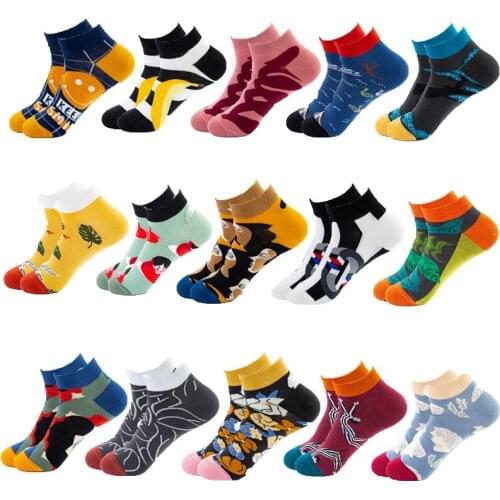 Summer Trendy happy Socks men Cotton Boat Man Socks Interest Funny Originality Series harajuku ankle sock Animal fruit