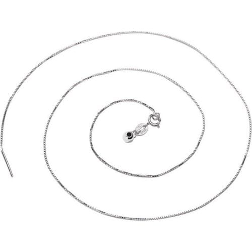 Lo Paulina 100% 925 Sterling Silver Box Chain For Woman 0.65mm 45cm Chain Necklace LP201001