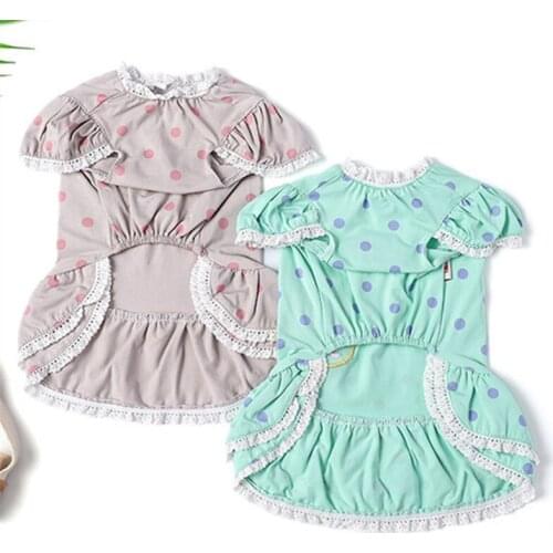 Cute Dots Dog Dress Summer Pet Skirt French Bulldog Clothes Pug Clothing Puppy Costumes Pomeranian Schnauzer Pet Outfit Dropship