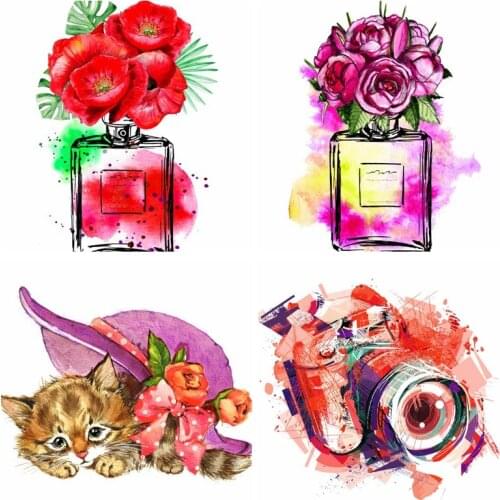 Pulaqi Fashion Girl Iron On Heat Transfers Vinyl Thermal Patches For Clothes Camera/Bikes Stripe Stickers On Clothes DIY