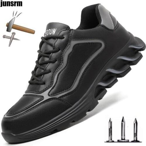 Mens safety shoes, indestructible steel toe cap, anti-puncture work boots, lightweight, breathable, sporty and wear-resistant