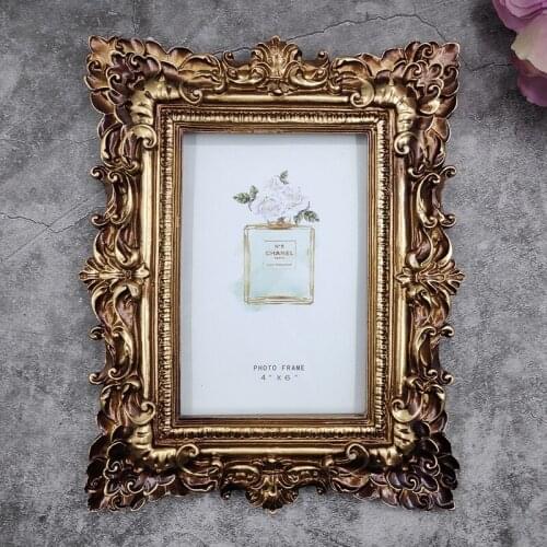 6 Inch European Photo Frame Set Table Luxury Resin Embossed Palace Style Photo Frame Wall Hanging Home Decoration Classical Gift