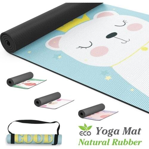 Non-slip Kids Eco Natural Rubber Yoga Mat Girls Cute Cartoon Rabbit Kitten Dance Mats Home Gym Exercise Mat Pilates Fitness Pad