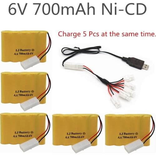 6v 700mah AA NI-CD Battery with charger High capacity electric toy battery Remote car ship robot rechargeable 6 v 700 mah