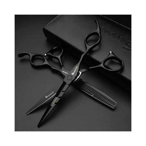 New haircuts black samurai hairdressing scissors barber 6 inch hair cutting scissors hairdresser special thinning teeth scissors