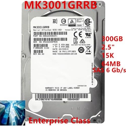 New HDD For Toshiba/Dell Brand 300GB 2.5" 15K SAS 6 Gb/s 64MB For Internal HDD For Enterprise Class HDD For MK3001GRRB