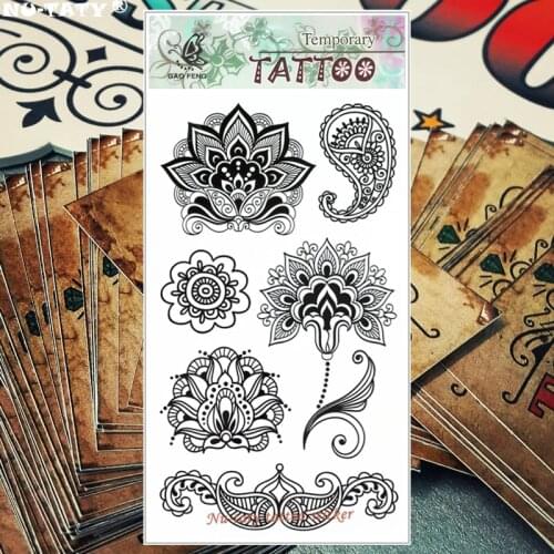 Nu-TATY Black lace pattern Temporary Tattoo Body Art Flash Tattoo Stickers 17*10cm Waterproof Fake Tatoo Car Styling Sticker