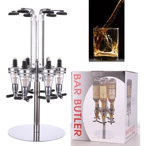 Clearance!\Creative 6 Bottle wine rack Rotating Bar Cocktail Theroom Liquor Beverage Dispenser Wine Holder Barware Pour Frame