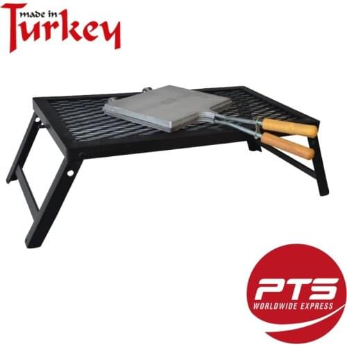 Outdoor Camping Heating Survival Multipurpose Turkish Traditional Over Fire Grill Tool Toast Machine with Carrying Bag Set 3 in1