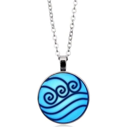 2021 New Avatar The Last Airbender Necklace Kingdom Jewelry Air Nomad Fire and Water Tribe Pendant Glass Dome Necklace