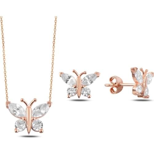 Silver 925 Sterling Zircon Cubic Zirconia Butterfly Set