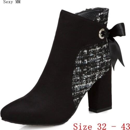 Spring Autumn High Heels Women Ankle Boots High Heel Shoes Woman Short Boots Small Plus Size 32 - 43