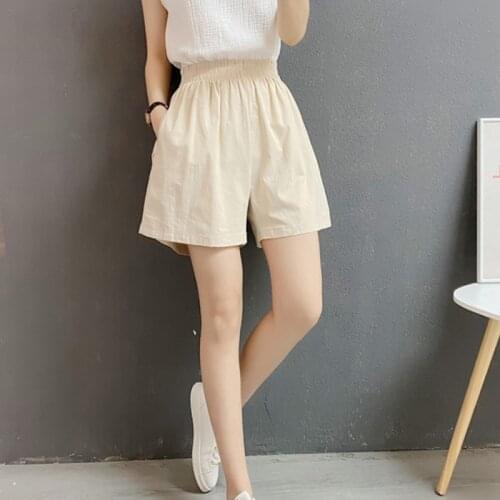 Womens Shorts Summer Korean Style High Waisted Running Shorts Fashionable Casual Cotton Shorts Loose Elastic Waistband Shorts