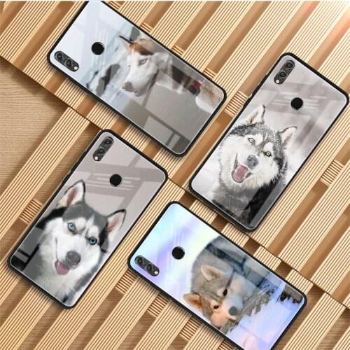 Husky dog Tempered Glass Phone Case For Huawei P20 P30 P40 P40 Lite Pro Psmart Mate 20 30 Cover Shell