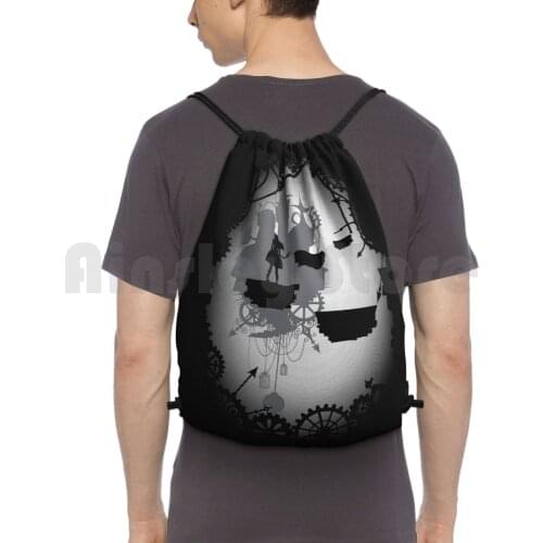 Alice In Limbo Backpack Drawstring Bags Gym Bag Waterproof Alice Limbo Games Gamer Indie Game Alice In Dark Black And