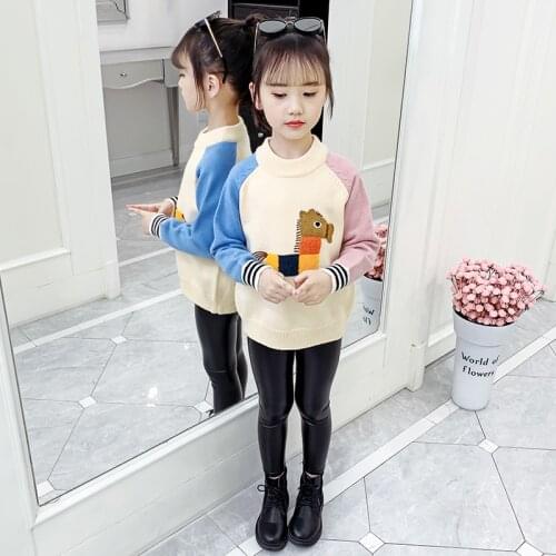 Girls Sweater Babys Coat Outwear 2021 Pullover Thicken Warm Winter Autumn Knitting Scoop Jacket Formal School Childrens Clothi