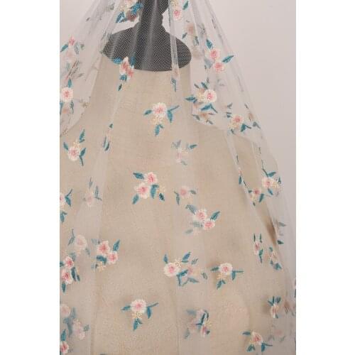 2meters/lot 130cm Soft gradient daisy flower embroidery mesh lace fabric diy wedding fabric dress clothing accessories