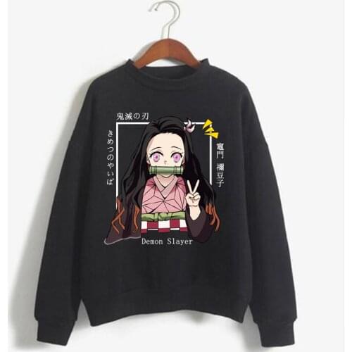 Demon Slayer Hoodies Kimetsu No Yaiba Printing Hooded Streetswear Sweatshir Kawaii Kamado Nezuko Unisex Ronde Nek Tops