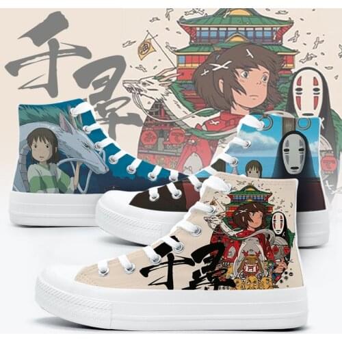 Unisex Anime Cosplay Spirited Away ogino chihiro Casual Flat Ace Canvas Shoes Preppy Student plimsolls duck shoes Sneakers