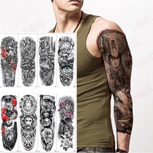Waterproof Temporary Tattoo Sticker Bear eagle animal Indian clock size sleeve tatoo fake tatto flash tattoos for men women